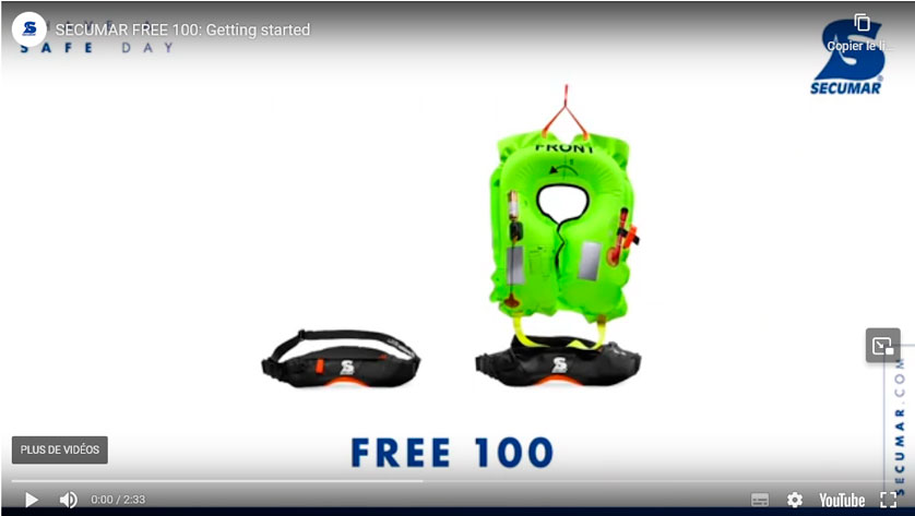 Vidéo du gilet gonflable Free 100 de chez Secumar